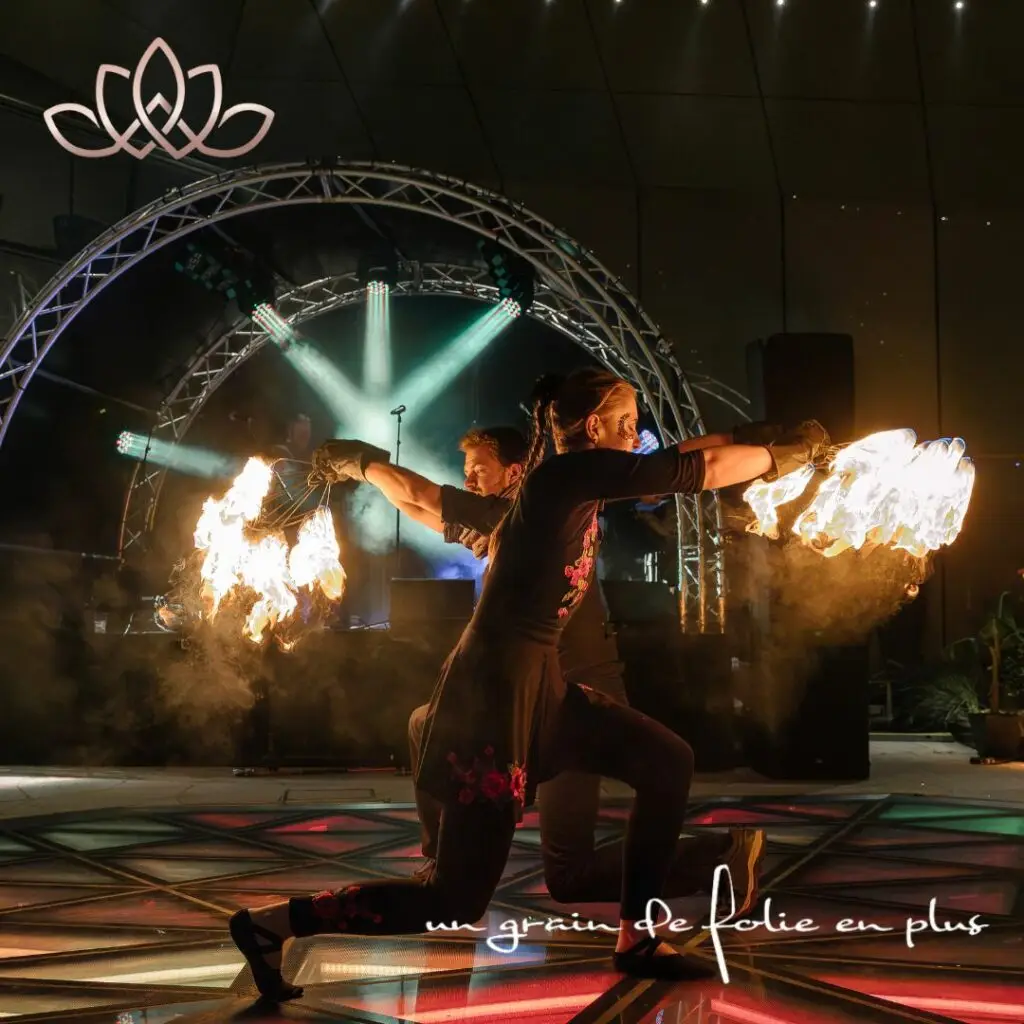 Show pyrotechnique avec artistes feu pour centre culturel en Ardennes
